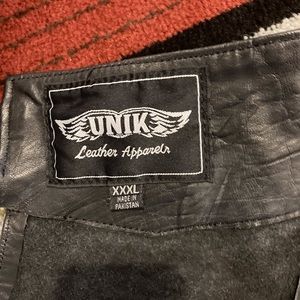 Unik brand leather chaps.